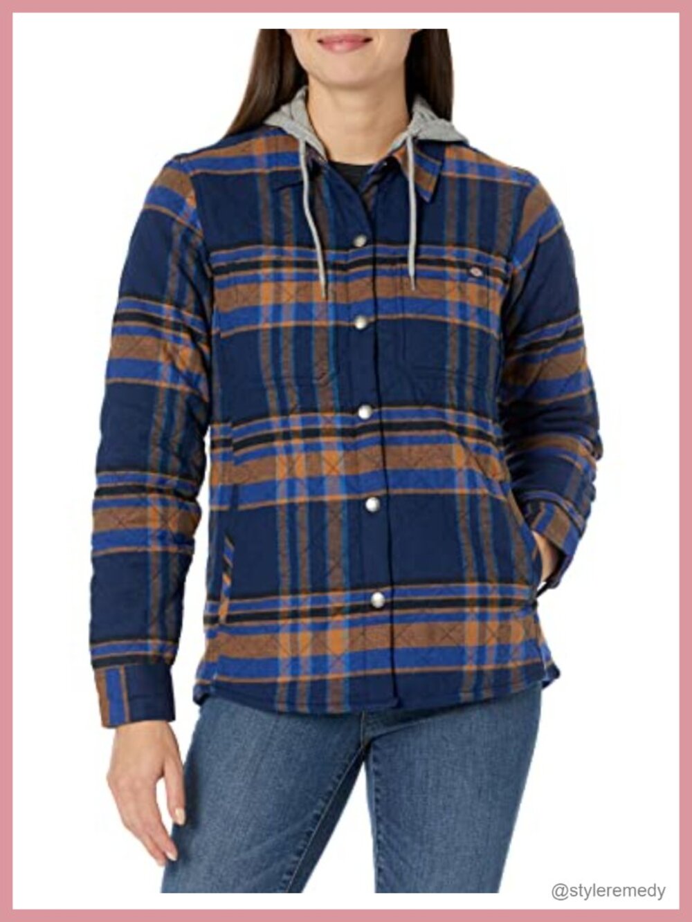 Water Repellent Flannel Hooded Shirt Jacket